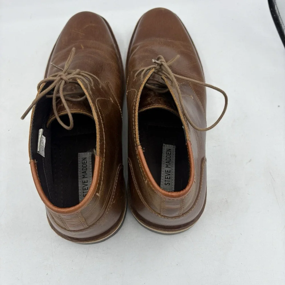 Steve Madden Chukka Boots Mens Size 9.5 Harken Cognac Leather Lace Up Brown